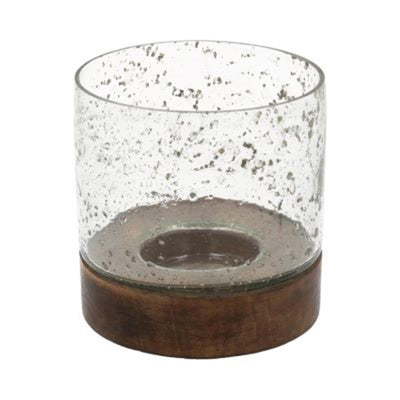 Hbx natural living kaarshouder bubbelglas h13d13 zwart