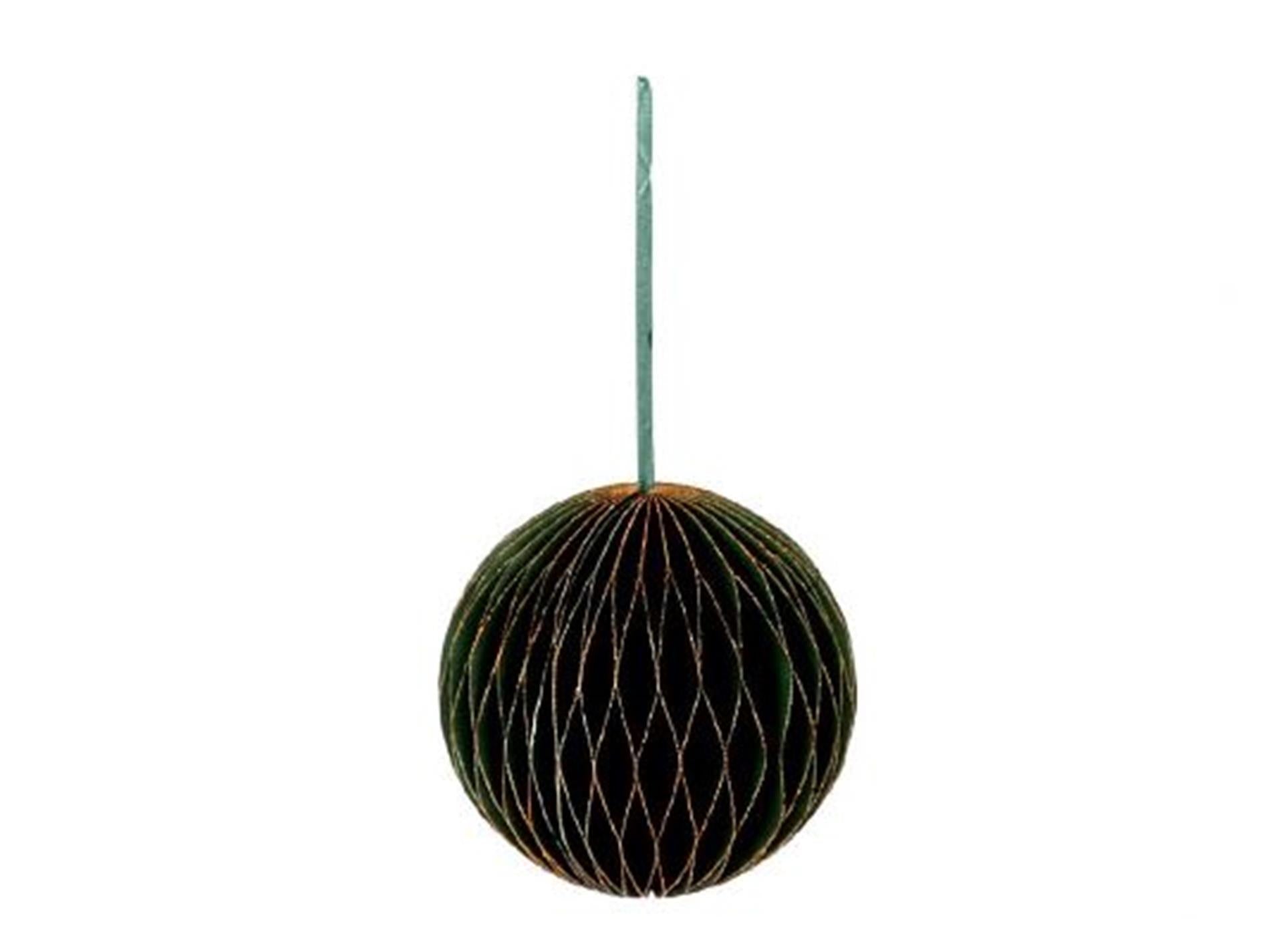 Hbx natural living kerstbal papier10cm groen