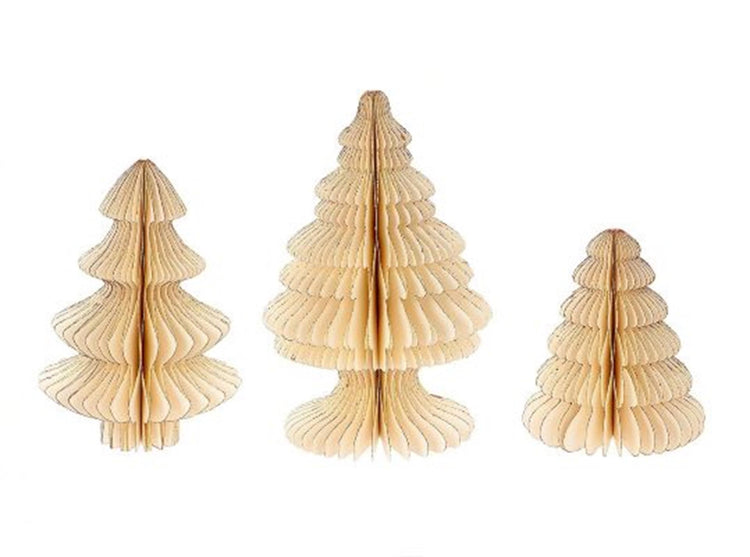 Hbx natural living kerstboom papier foldy 3-delig off-white