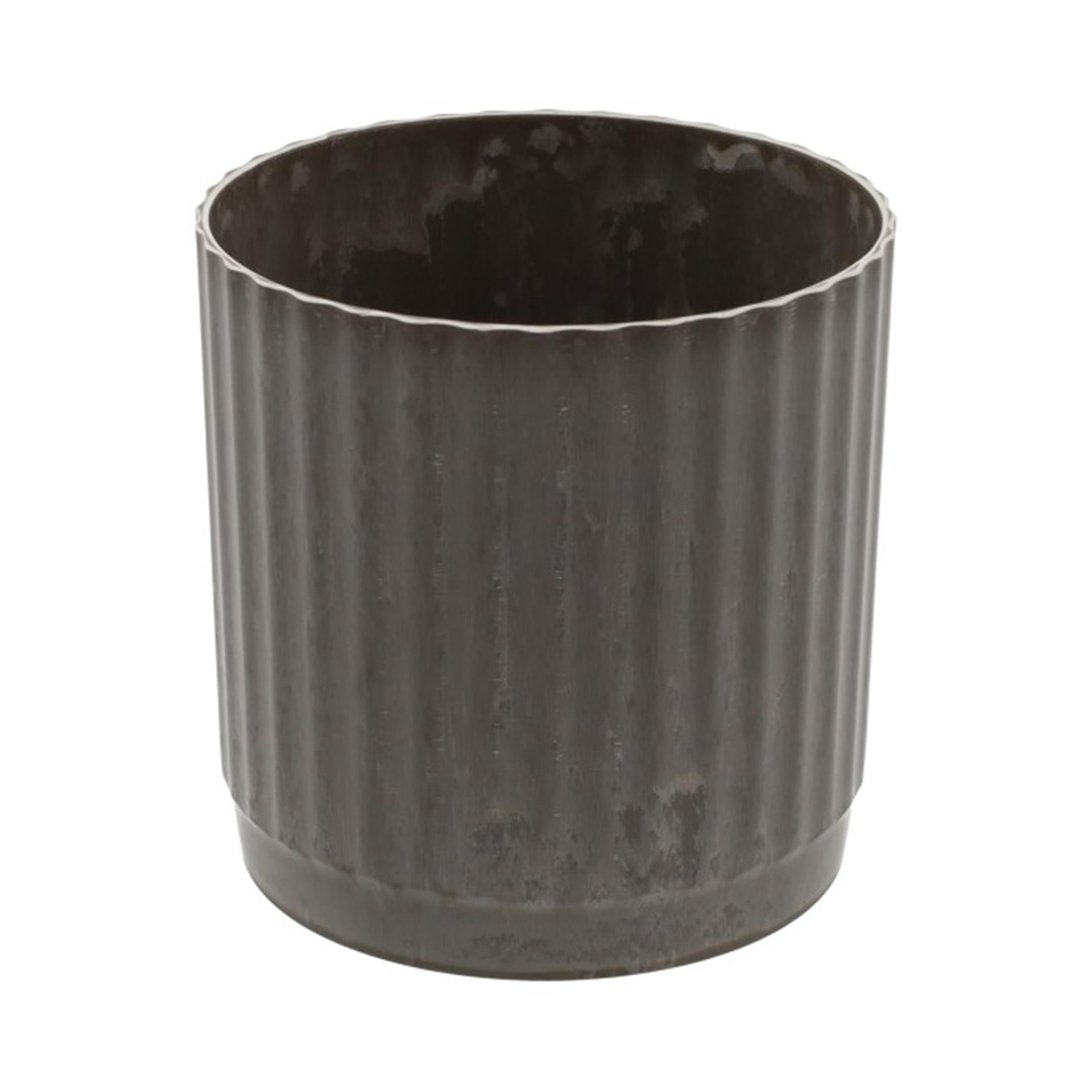 Hbx natural living bloempot melamine ribble dia14x15,5cm bruin