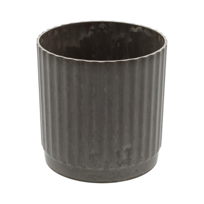 Hbx natural living bloempot melamine ribble dia14x15,5cm bruin