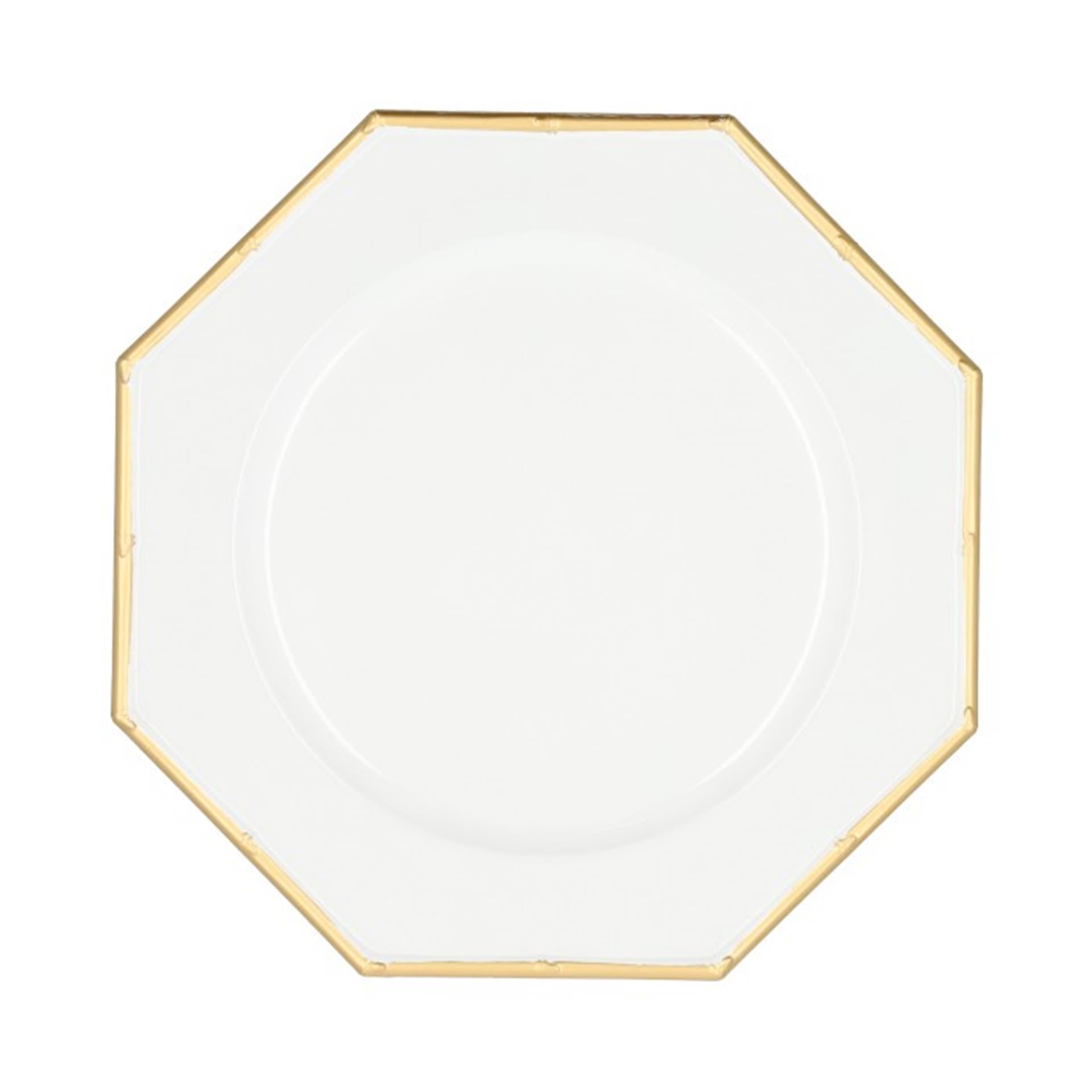 Hbx natural living onderbord hexagon dia33cm wit goud
