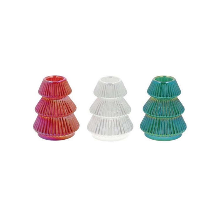 Hbx natural living kandelaar kerstboom glas h8cm