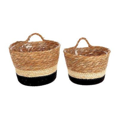 Hbx natural living hbx natrural living plantenmand met hengsel makka set a 2 ø18xh13cm ø20xh15cm