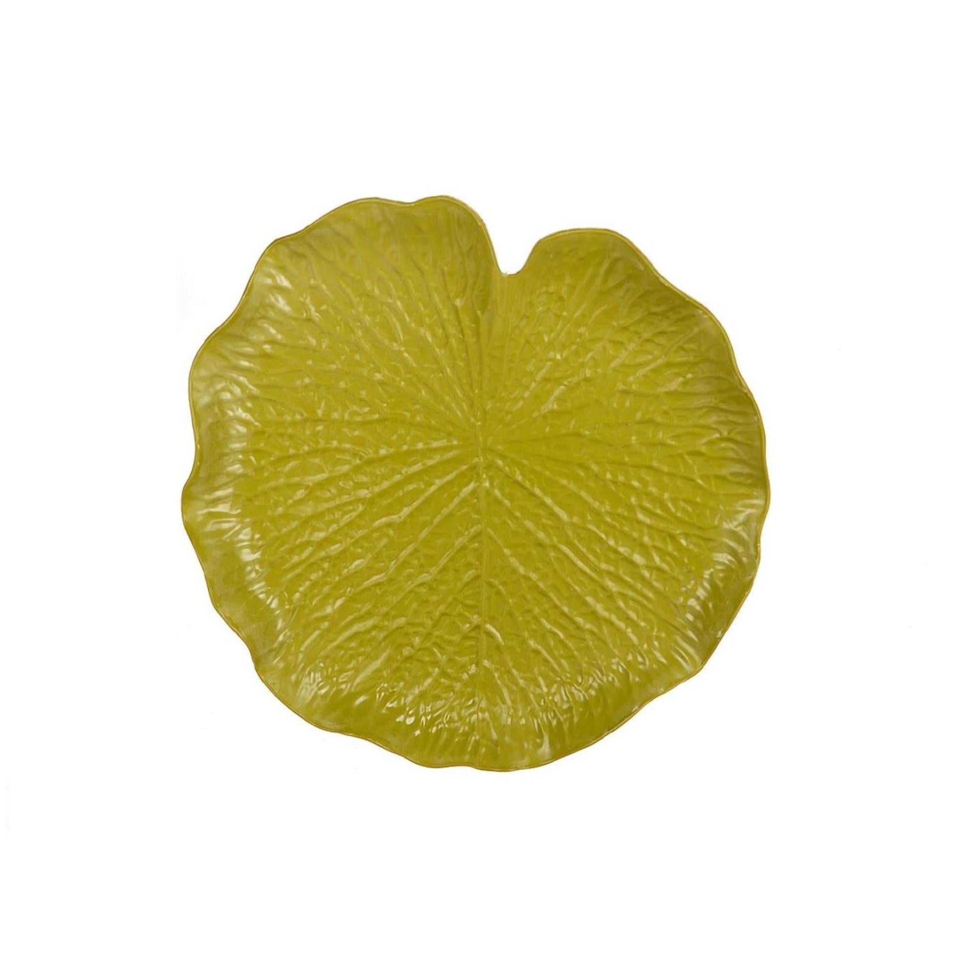 Hbx natural living plateau bladvorm melam groen ø31xh3.5cm