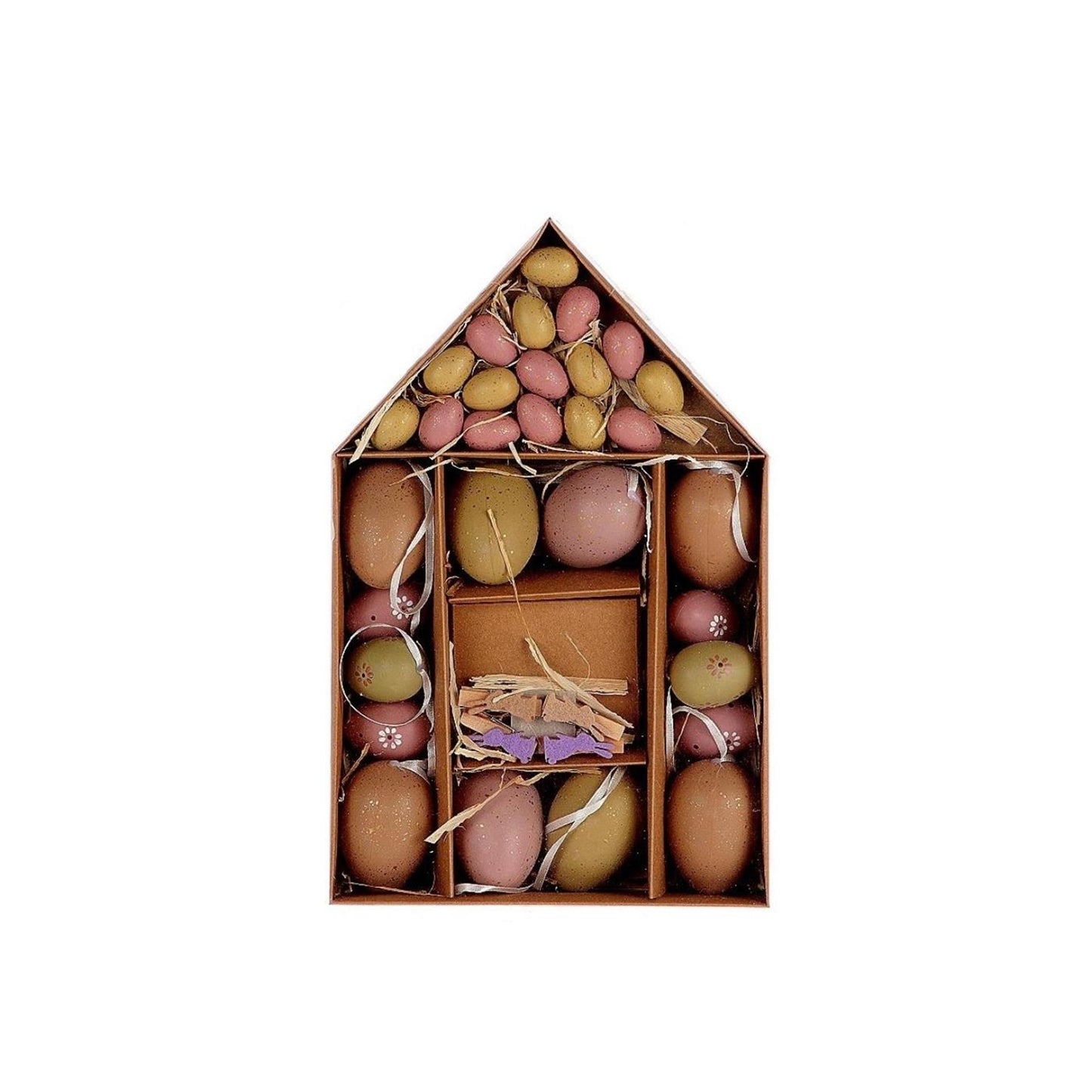 Hbx natural living hbx natrural living deco eitjes roze in kartonnen huisje
