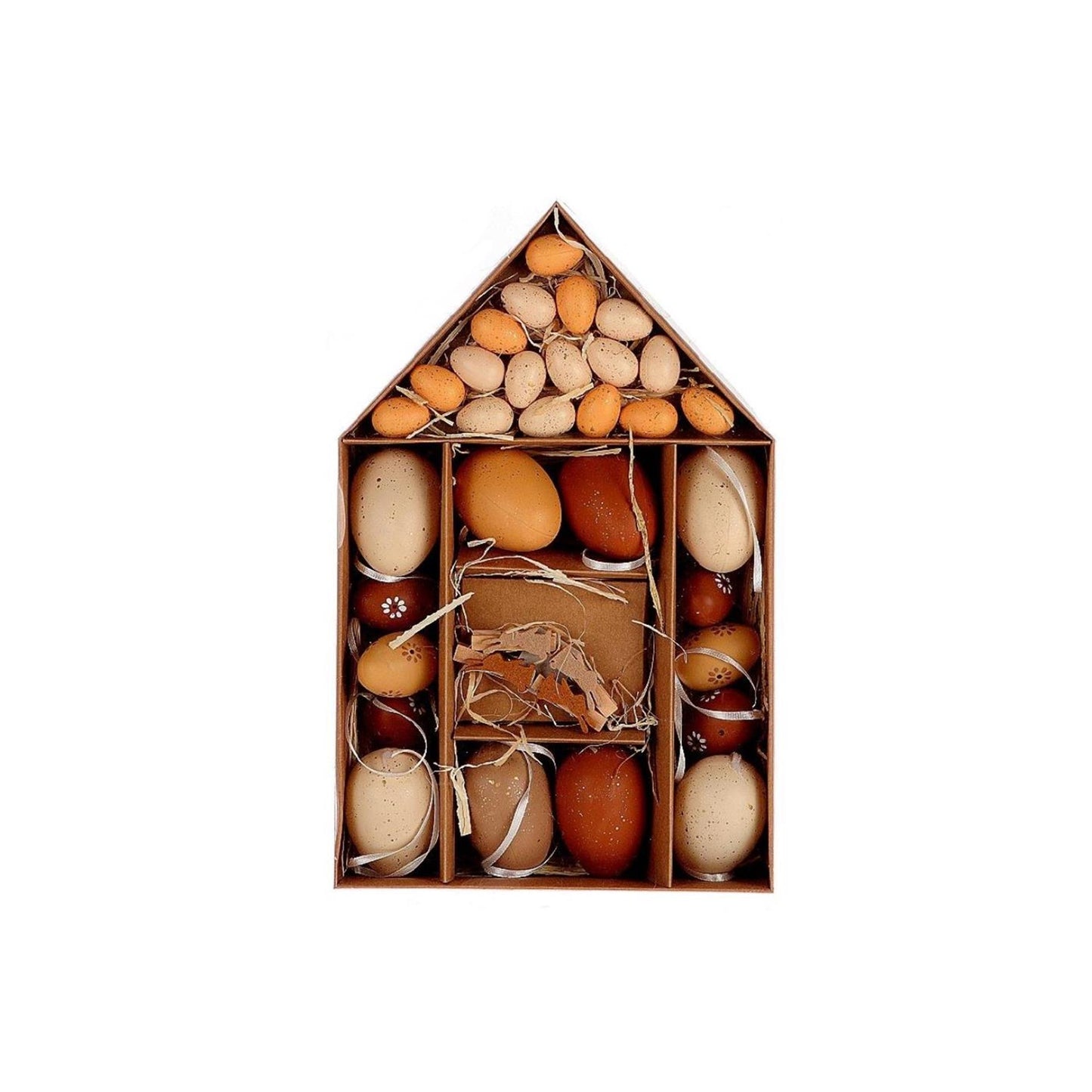 Hbx natural living hbx natrural living deco eitjes bruin in kartonnen huisje