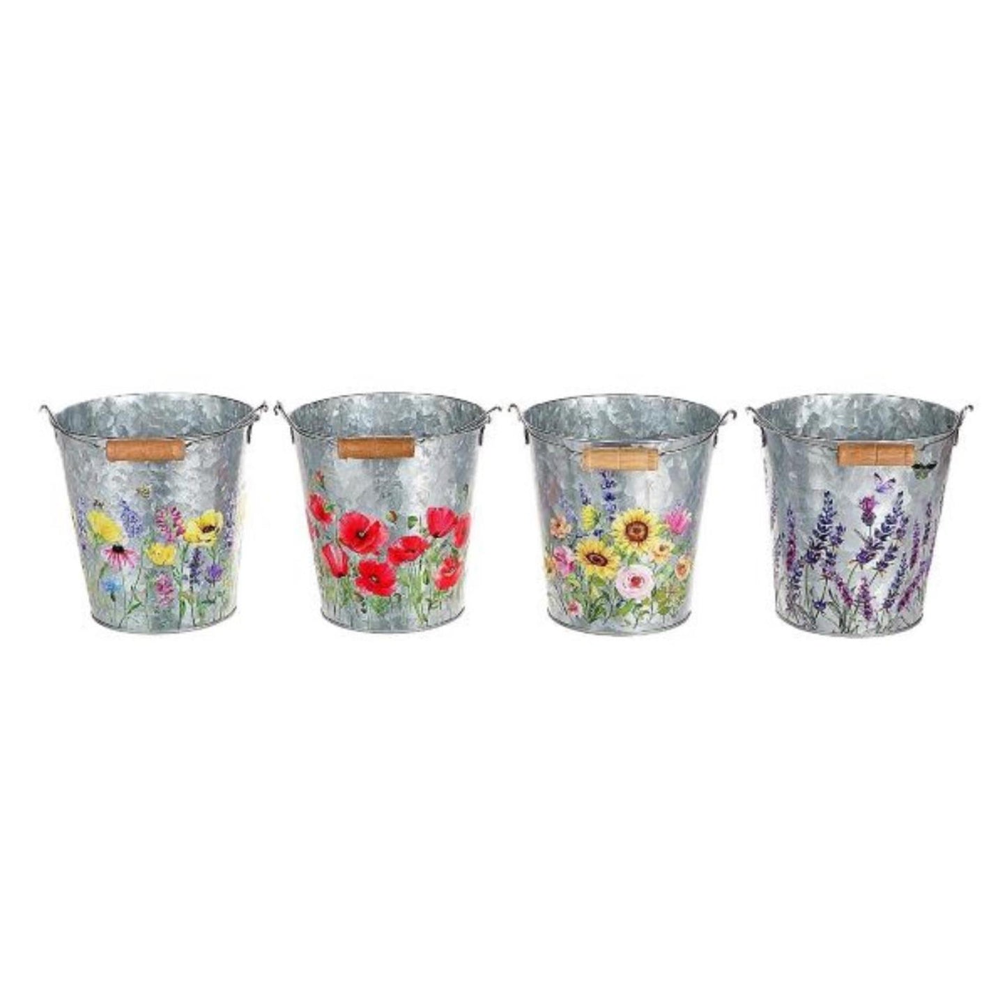 Hbx natural living emmer zink h14cm met bloemmotief