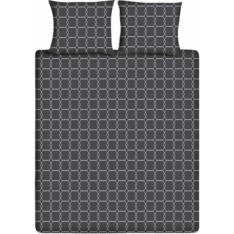 Ten cate katoenen eenpersoons dekbedovertrek 140x200 220 cm graphic antraciet