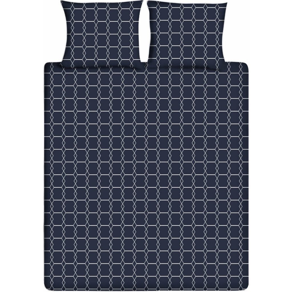 Ten cate katoenen eenpersoons dekbedovertrek 140x200 220 cm graphic donkerblauw