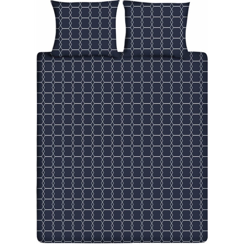 Ten cate katoenen eenpersoons dekbedovertrek 140x200 220 cm graphic donkerblauw