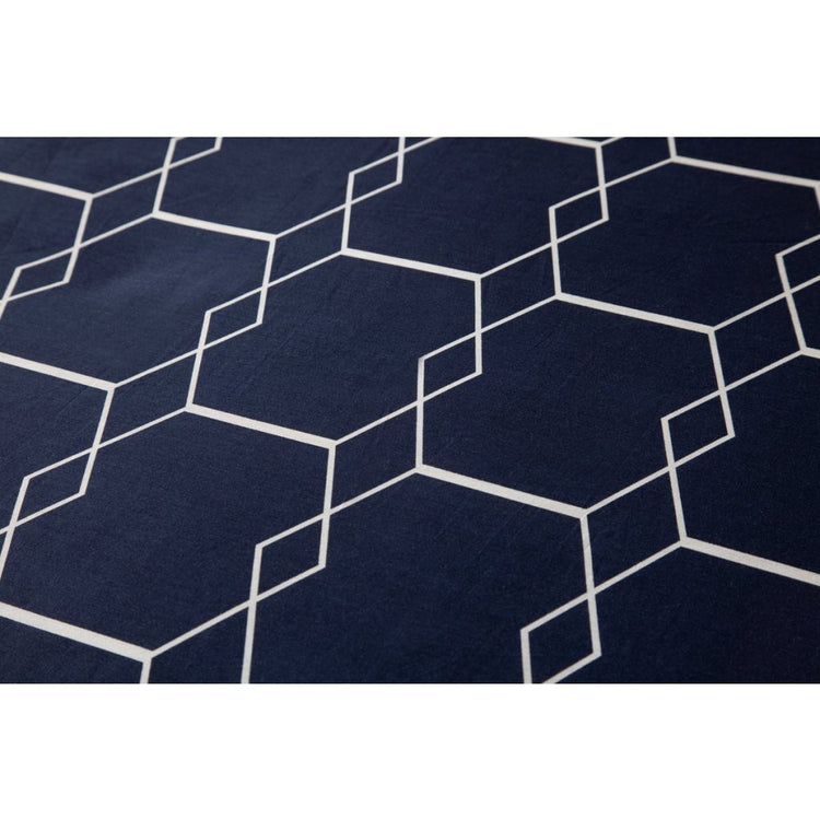 Ten cate katoenen eenpersoons dekbedovertrek 140x200 220 cm graphic donkerblauw