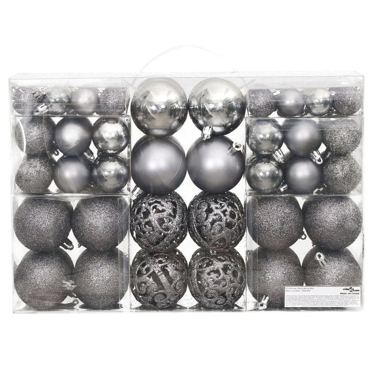 Vidaxl kerstballen 100 st 3 4 6 cm grijs