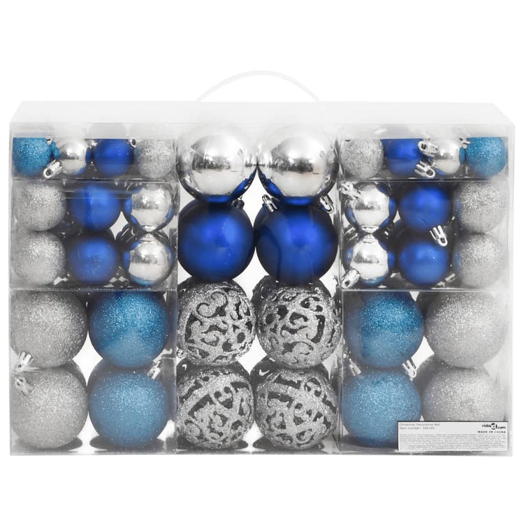 VidaXL Kerstballen 100 st 3 4 6 cm blauw en zilverkleurig