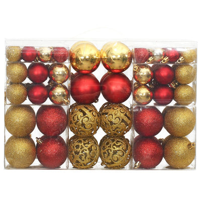 VidaXL Kerstballen 100 st 3 4 6 cm goudkleurig en wijnrood