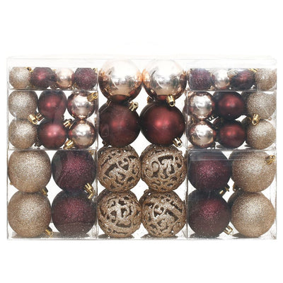 VidaXL Kerstballen 100 st 3 4 6 cm champagnekleurig en bruin