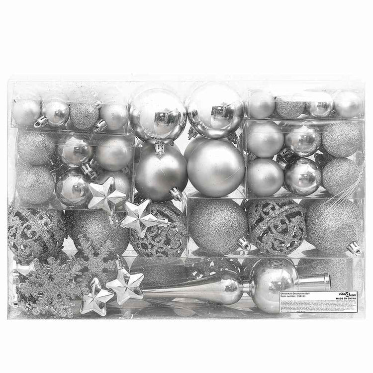 Vidaxl 111-delige kerstballenset polystyreen zilverkleurig