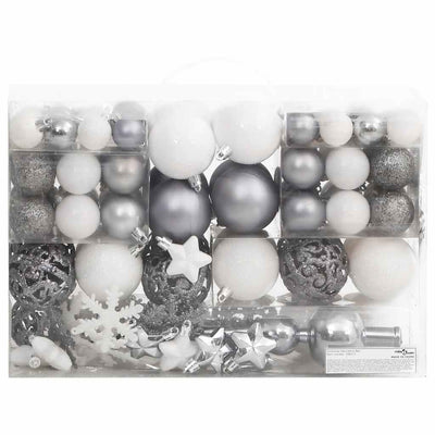 Vidaxl 111-delige kerstballenset polystyreen wit en grijs