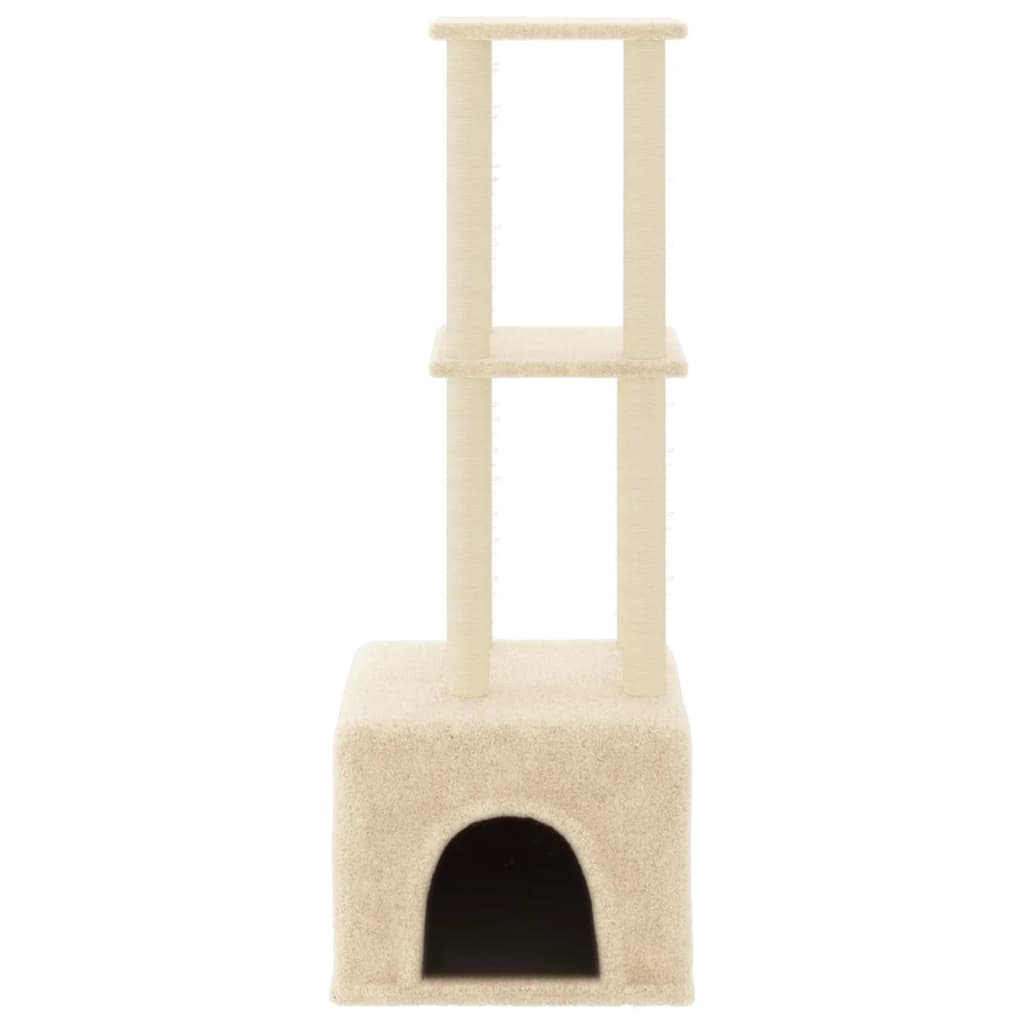 VidaXL Kattenmeubel met sisal krabpalen 133,5 cm crèmekleurig