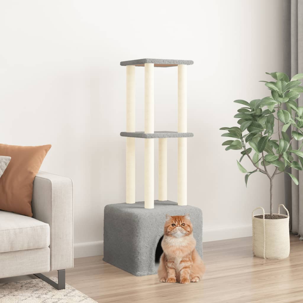 VidaXL Kattenmeubel met sisal krabpalen 133,5 cm lichtgrijs