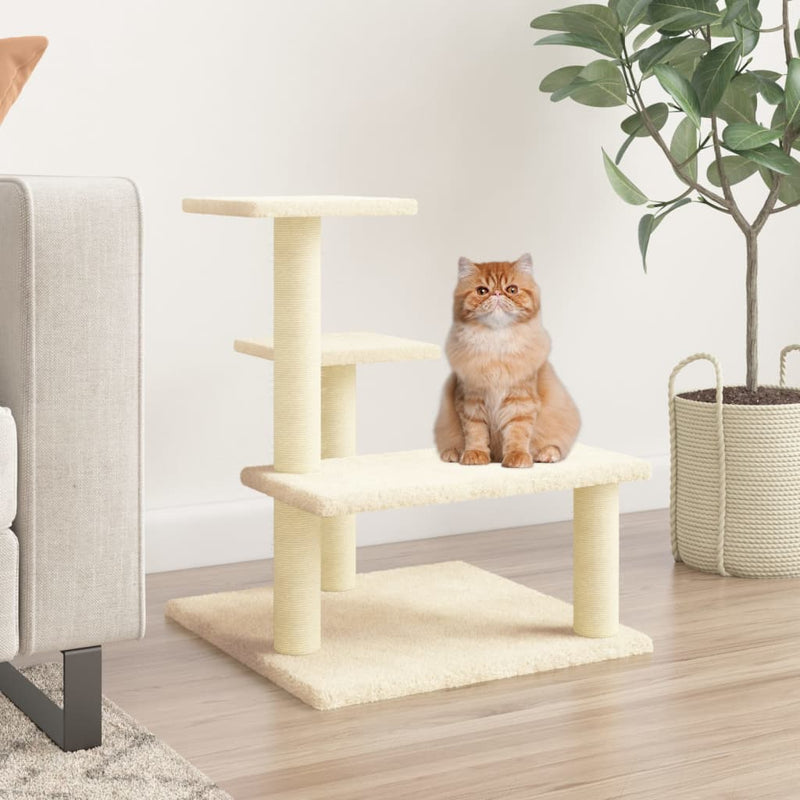 Vidaxl kattenmeubel met sisal krabpalen 61 cm crèmekleurig