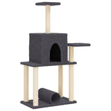 Vidaxl kattenmeubel met sisal krabpalen 122 cm donkergrijs - afbeelding 2