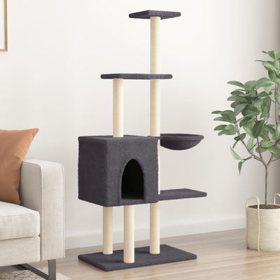 Vidaxl kattenmeubel met sisal krabpalen 145 cm donkergrijs