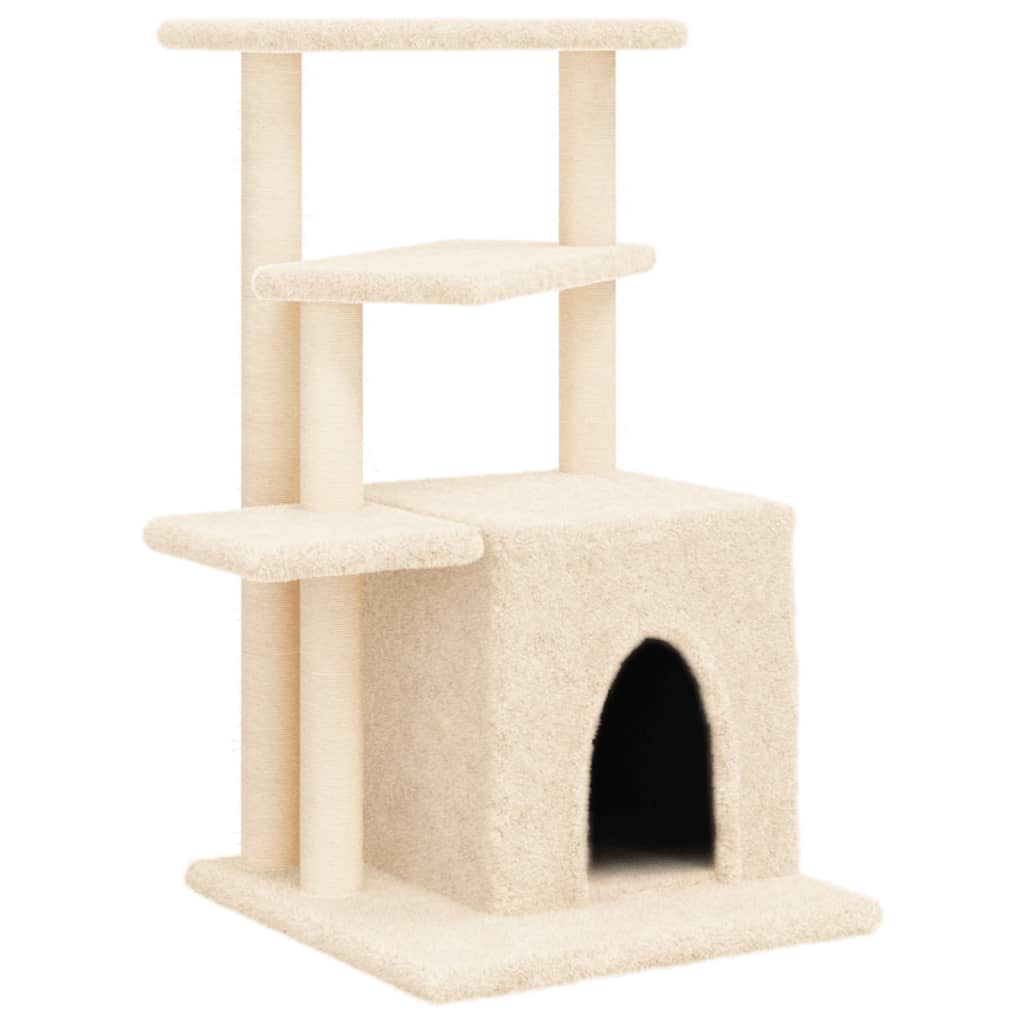 VidaXL Kattenmeubel met sisal krabpalen 83,5 cm crèmekleurig