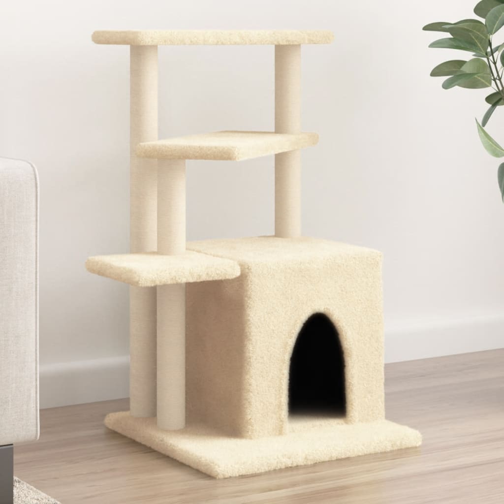 VidaXL Kattenmeubel met sisal krabpalen 83,5 cm crèmekleurig