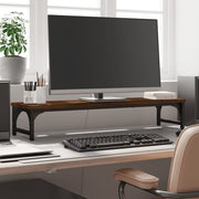Vidaxl monitorstandaard 85x23x15,5 cm bewerkt hout bruin eikenkleur - afbeelding 1