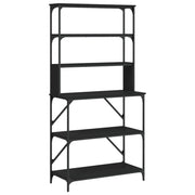 Vidaxl bakkersrek 6-laags 90x40x180 cm bewerkt hout zwart - afbeelding 2