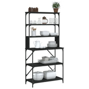 Vidaxl bakkersrek 6-laags 90x40x180 cm bewerkt hout zwart - afbeelding 3