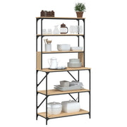 Vidaxl bakkersrek 6-laags 90x40x180 cm bewerkt hout sonoma eikenkleur - afbeelding 3