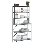 Vidaxl bakkersrek 6-laags 90x40x180 cm bewerkt hout grijs sonoma eiken - afbeelding 3