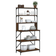 Vidaxl bakkersrek 6-laags 90x40x180 cm bewerkt hout bruin eikenkleur - afbeelding 3