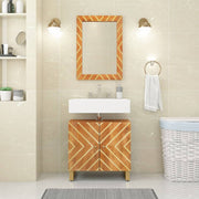 Vidaxl badkamerspiegel 50x70x3 cm massief mangohout en glas bruin - afbeelding 1