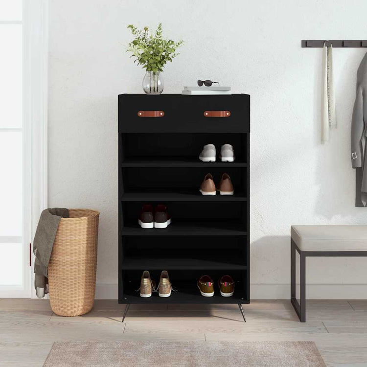 Vidaxl schoenenkast 60x35x105 cm bewerkt hout zwart