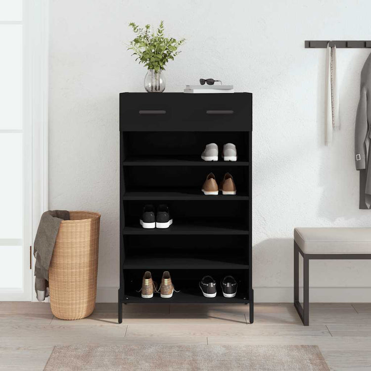 Vidaxl schoenenkast 60x35x105 cm bewerkt hout zwart