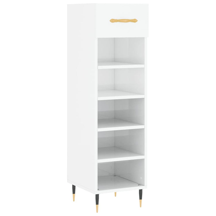 Vidaxl schoenenkast 30x35x105 cm bewerkt hout hoogglans wit