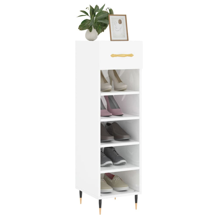 Vidaxl schoenenkast 30x35x105 cm bewerkt hout hoogglans wit