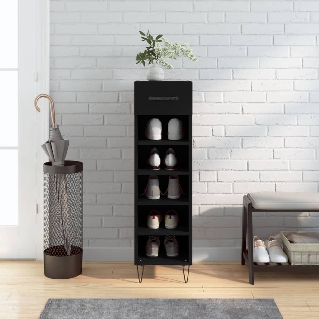 Vidaxl schoenenkast 30x35x105 cm bewerkt hout zwart
