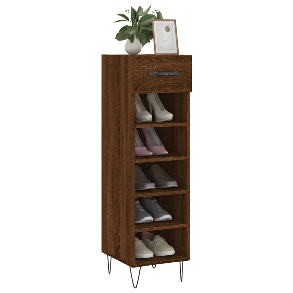 Vidaxl schoenenkast 30x35x105 cm bewerkt hout bruin eikenkleur