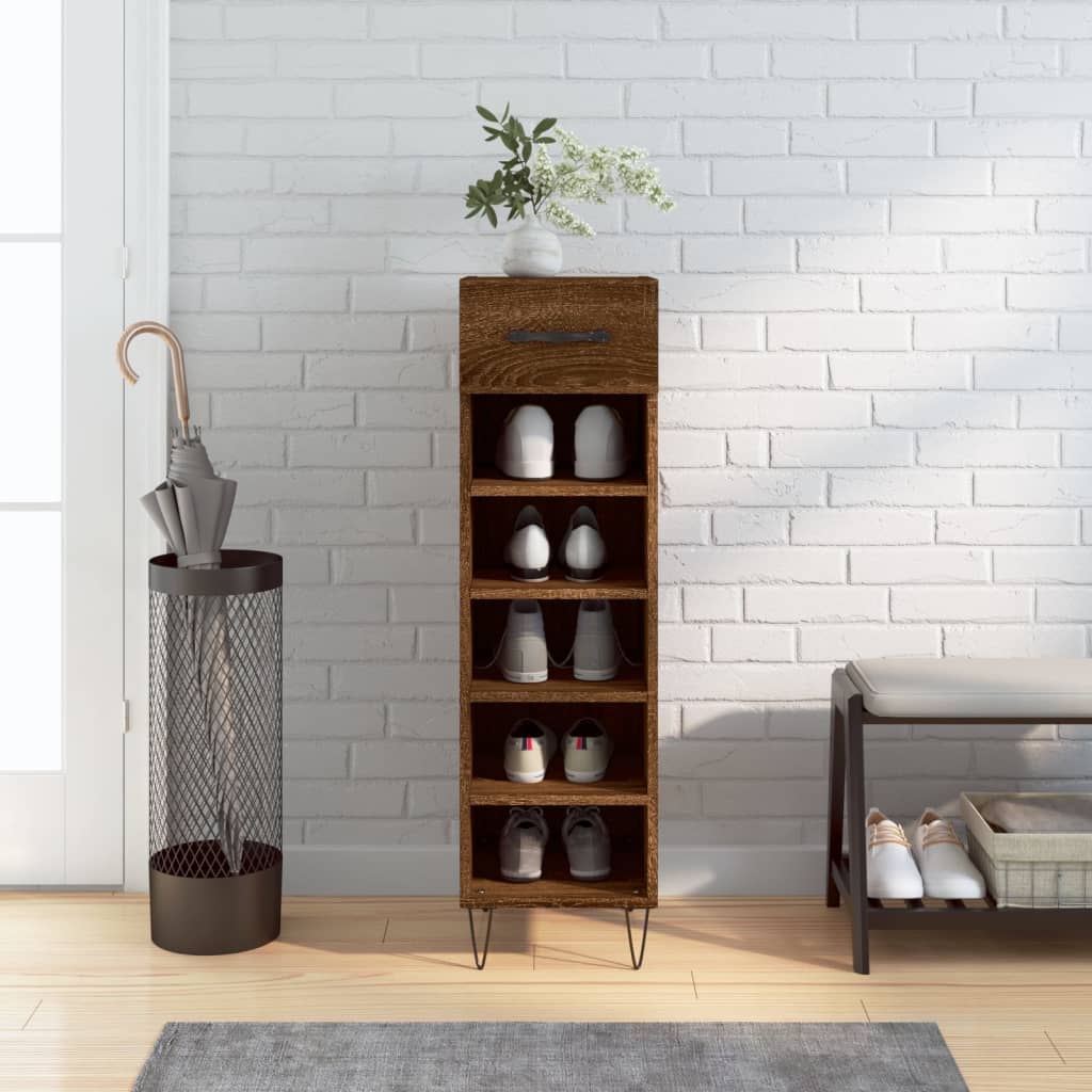 Vidaxl schoenenkast 30x35x105 cm bewerkt hout bruin eikenkleur