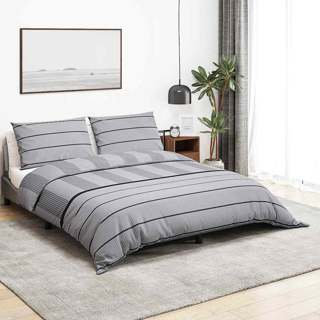 Vidaxl dekbedovertrekset 225x220 cm katoen grijs