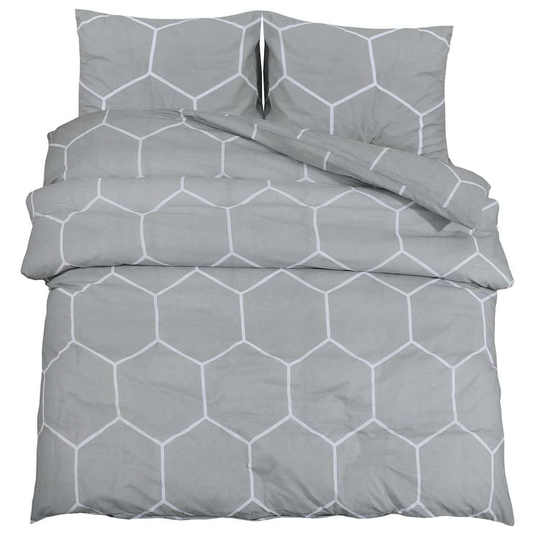 Vidaxl dekbedovertrekset 200x200 cm katoen grijs en wit