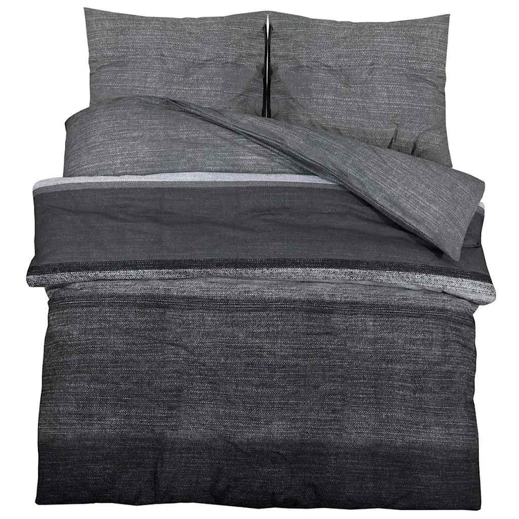 Vidaxl dekbedovertrekset 260x240 cm katoen donkergrijs en zwart