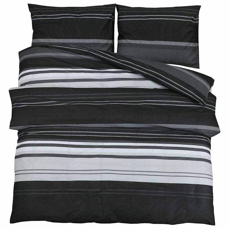 Vidaxl dekbedovertrekset 240x220 cm katoen zwart gestreept