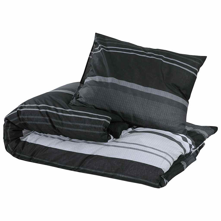 Vidaxl dekbedovertrekset 240x220 cm katoen zwart gestreept