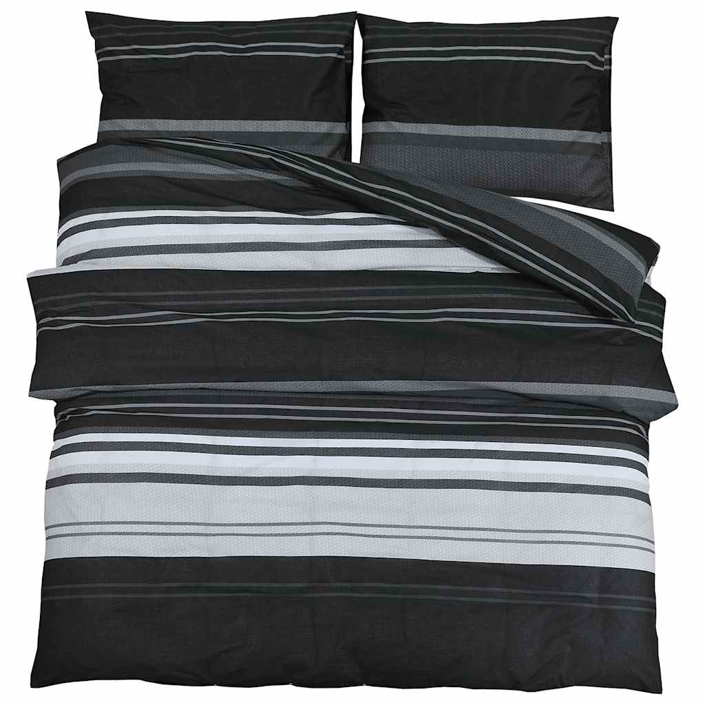 Vidaxl dekbedovertrekset 260x240 cm katoen zwart en wit