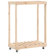 Vidaxl houtblokhouder met wielen 76,5x40x108 cm massief grenenhout - afbeelding 2
